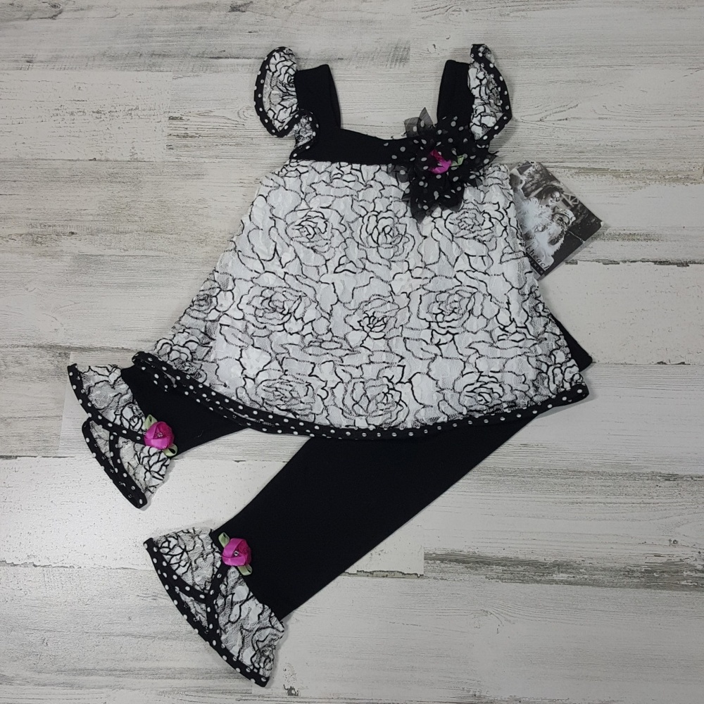 Cach Cach Girl 2 Piece Set Size 3 T Black/White